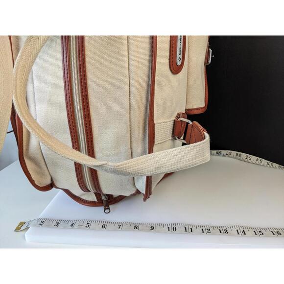 Samsonite Taiwan Duffle Bag 21" Travel Carry-On Beige Canvas - Picture 10 of 12